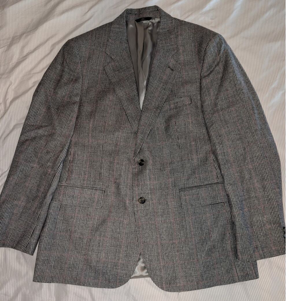 Brooks Brothers 346 Wool Gray Glen Plaid Blazer Suit Jacket 43R